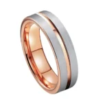 Two-Tone Rose Gold & Silver Tungsten Couple Rings - 图片 5