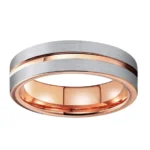 Two-Tone Rose Gold & Silver Tungsten Couple Rings - 图片 2