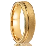 Sandblasted Gold Tungsten Ring with Offset Groove (6mm) - 图片 5