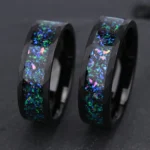 Black Tungsten Ring with Blue-Green Opal Inlay (8mm) - 图片 3