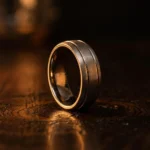 8mm Sandblast Finish Silver Tungsten Carbide Ring with Polished Grooves - Modern Mens Wedding Band