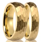 18K Gold Plated Hammered Tungsten Ring - 图片 6