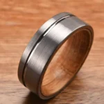 Whiskey Barrel Wood Lined Tungsten Ring (8mm) - 图片 4