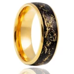 The Gold Galaxy - Black & Gold Leaf Inlay Tungsten Ring (8mm) - 图片 4