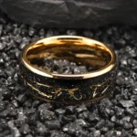 The Gold Galaxy - Black & Gold Leaf Inlay Tungsten Ring (8mm) - 图片 3